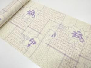 アンティーク　花に古典柄織り出し　着尺反物